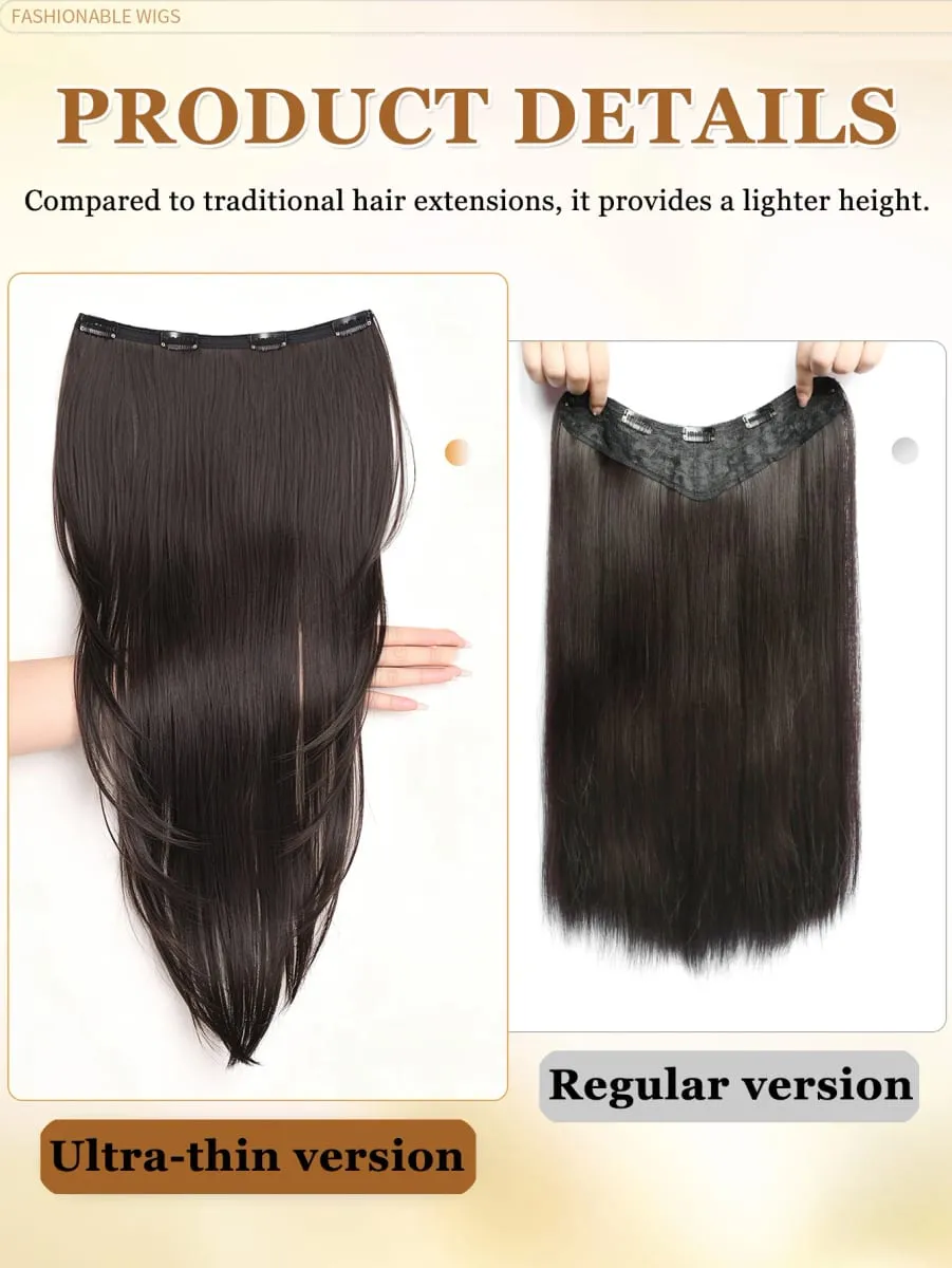 Synthetic High-layer Inward Curl Hair Extensions for Women One-Piece Ultra-thin Invisible Long Straight Hair Extension