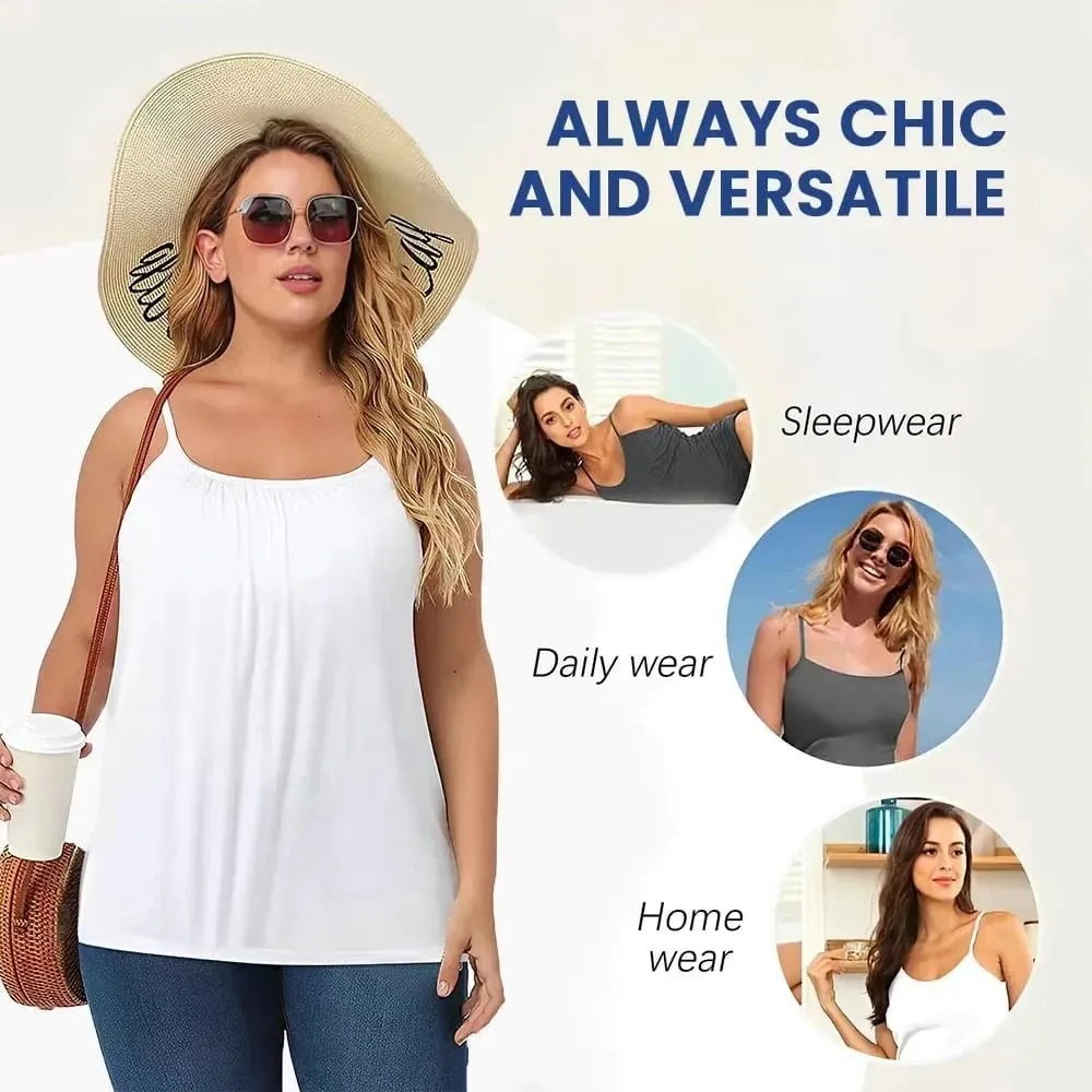 Plus Size Padded Camisole Tops For Women Adjustable Spaghetti Strap Camis With Built Bra Basic Summer Sleeveless Undershirt