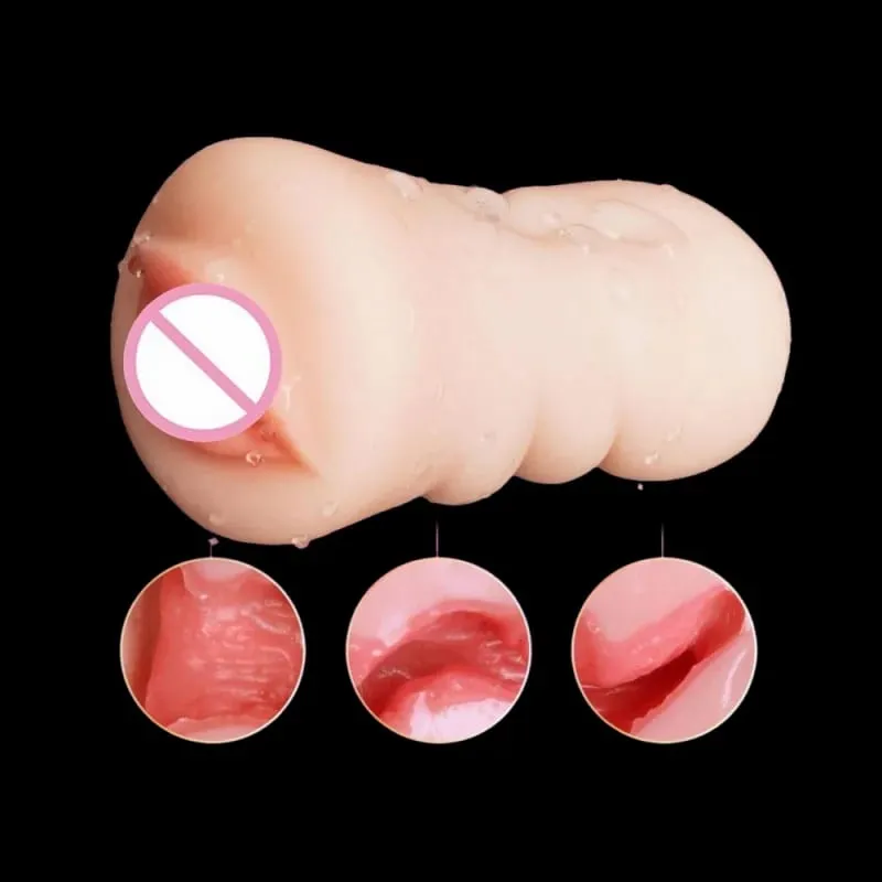 Soft TPE Aircraft Cup Male Stroker with Oral Vaginal Anal Textures Realistic Pocket Pussy Training Sex Toy for Men