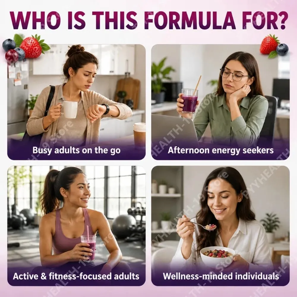 Acai Berry เครื่องดื่มผงเมล็ดเจียสตรอเบอร์รี่แครนเบอร์รี่สำหรับสารต้านอนุมูลอิสระ Daily Wellness & ระบบภูมิคุ้มกันสนับสนุนผู้ใหญ่ 40g