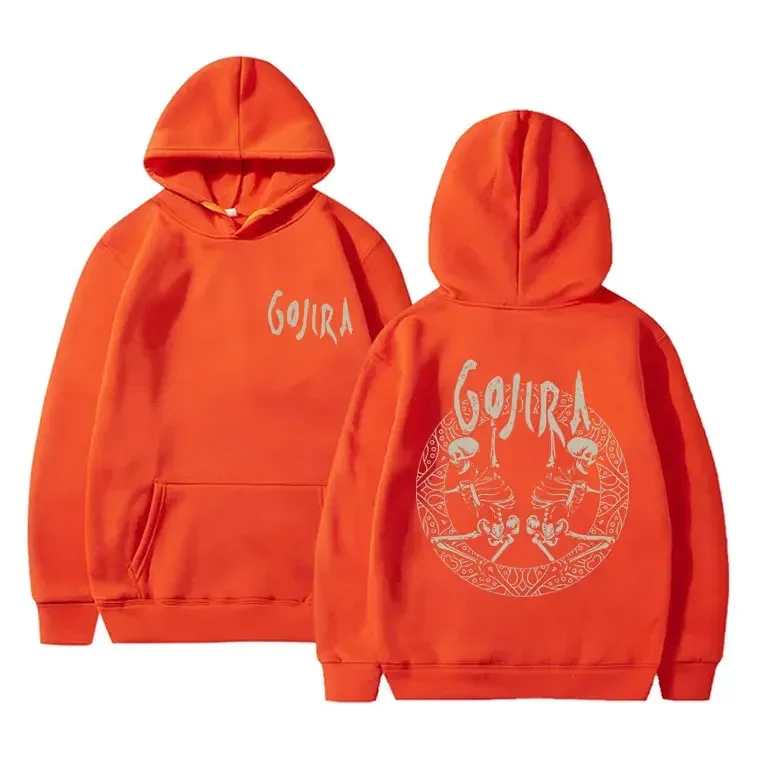 Sudadera con capucha con estampado de doble cara de esqueleto de Gojira de banda de Metal francesa para hombre y mujer, Jersey Vintage con capucha, sudaderas informales de gran tamaño para hombre