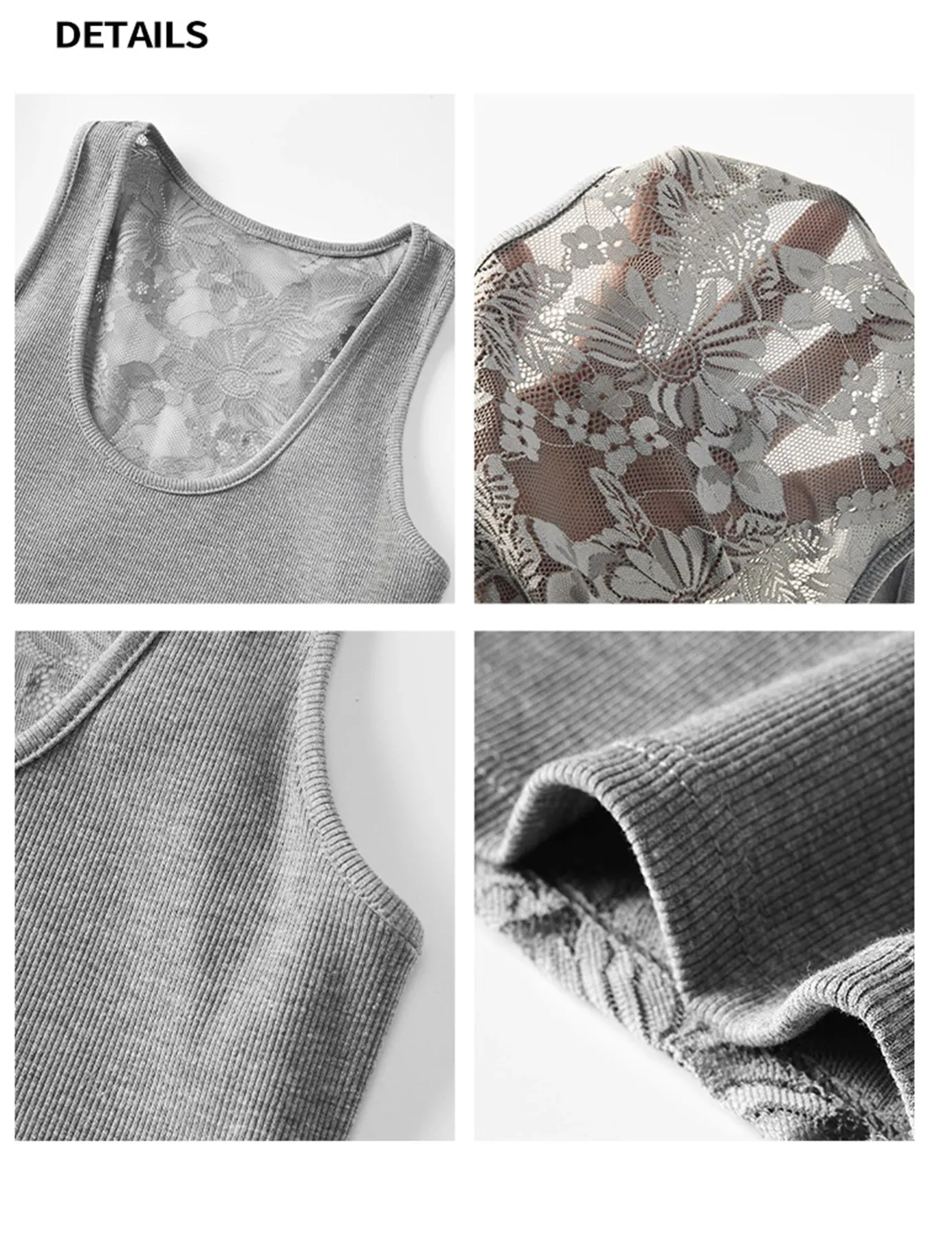 Women's Solid Color Lace Korean Vest Summer Trendy Singlet Cotton Sleeveless Camisole U-Neck Comfortable Female Tank Tops