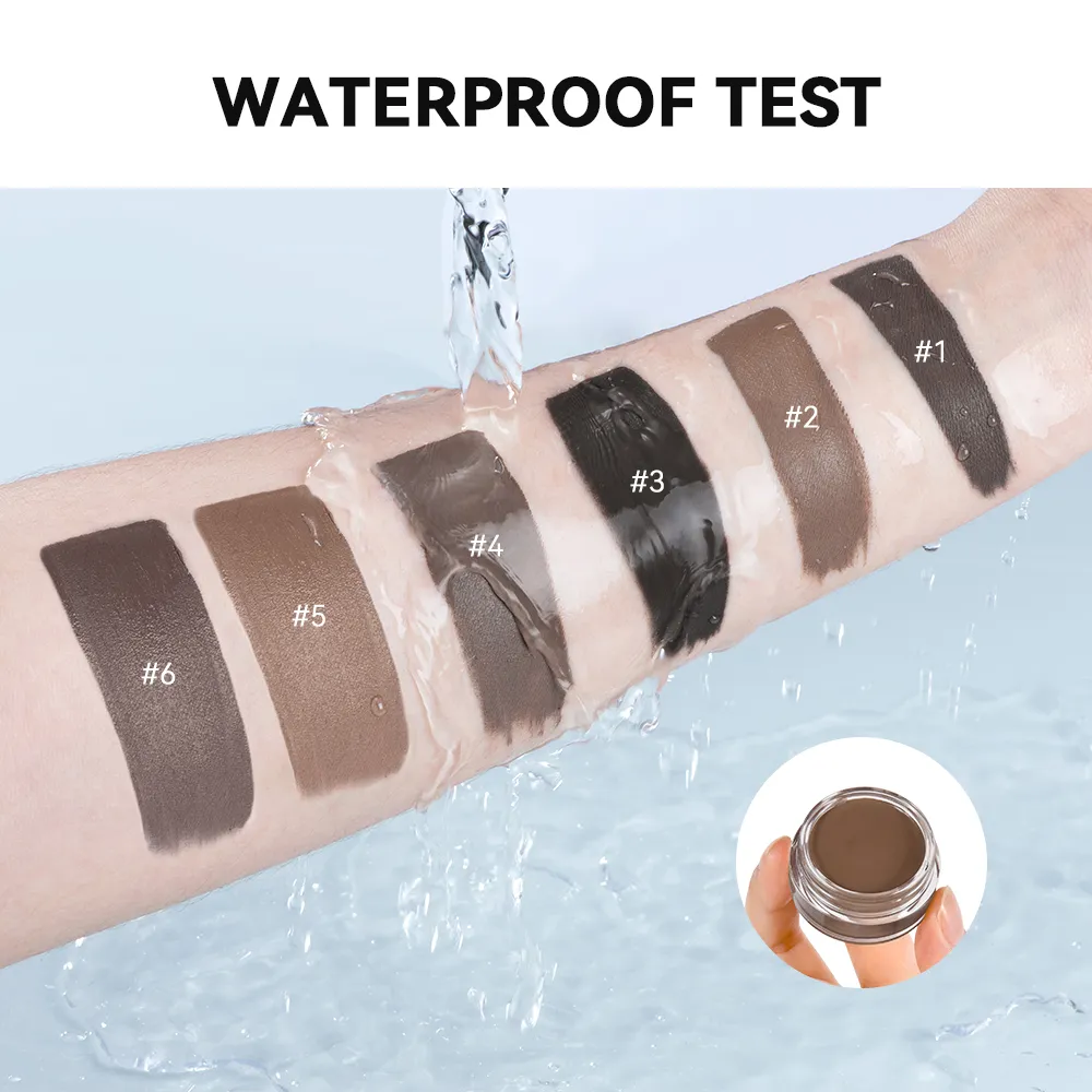 6 Colors Waterproof Eyebrow Tint with Brush Long-Wearing Full-Pigment Smudge-Proof Eyebrow Pomade Natural Wild Brows Makeup