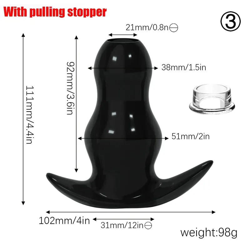 Purple TPE Hollow Tunnel Butt Plug Set - Graduated Open Anal Stretcher Plugs Flexible Sex Toy for Men & Women