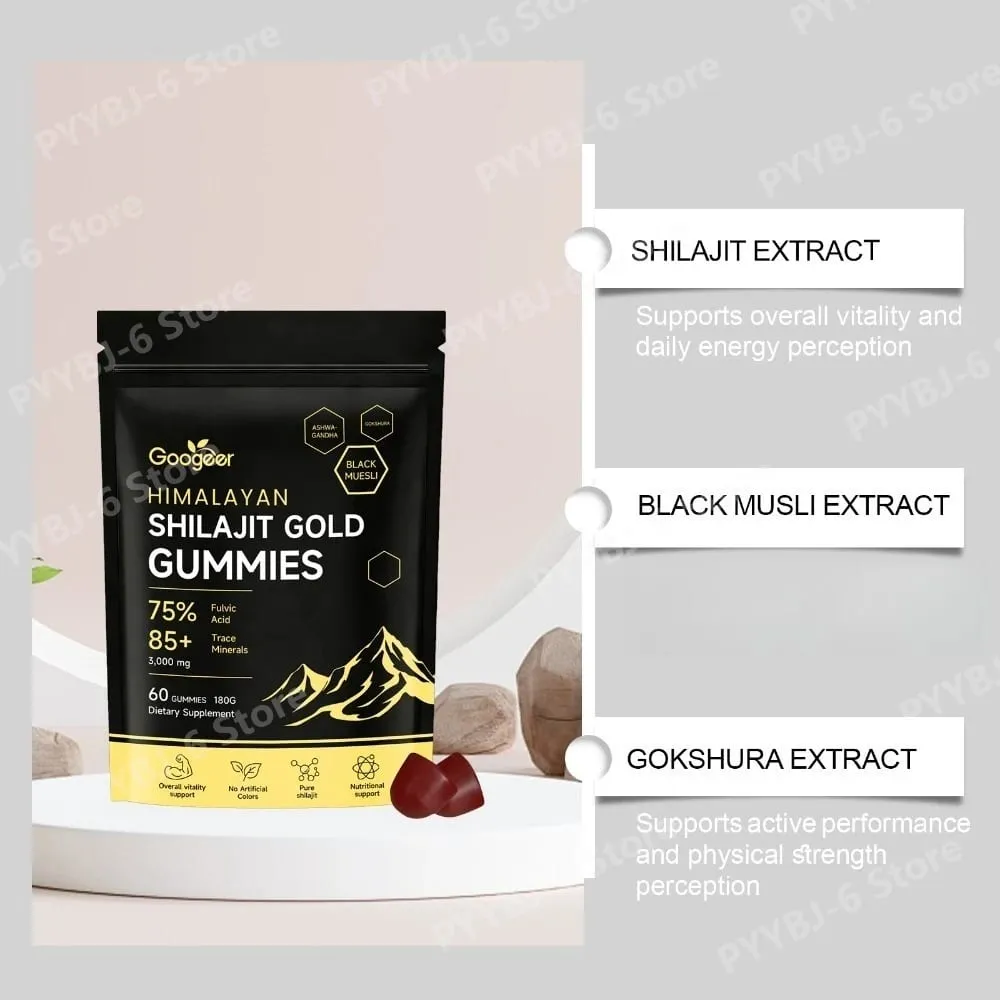 A Himalayan Shilajit Gold 60 gumicukor ásványi anyag formula támogatja az energianövelést és a test vitalitását, természetes étrend-kiegészítő