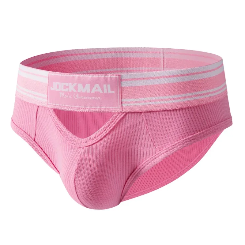 Jockmail Mens Underwear New Arrivalmen Briefs Plaid Pit Cotton Sexyu Bag Front and Rear Openings Cut Outlow Waist Breathable