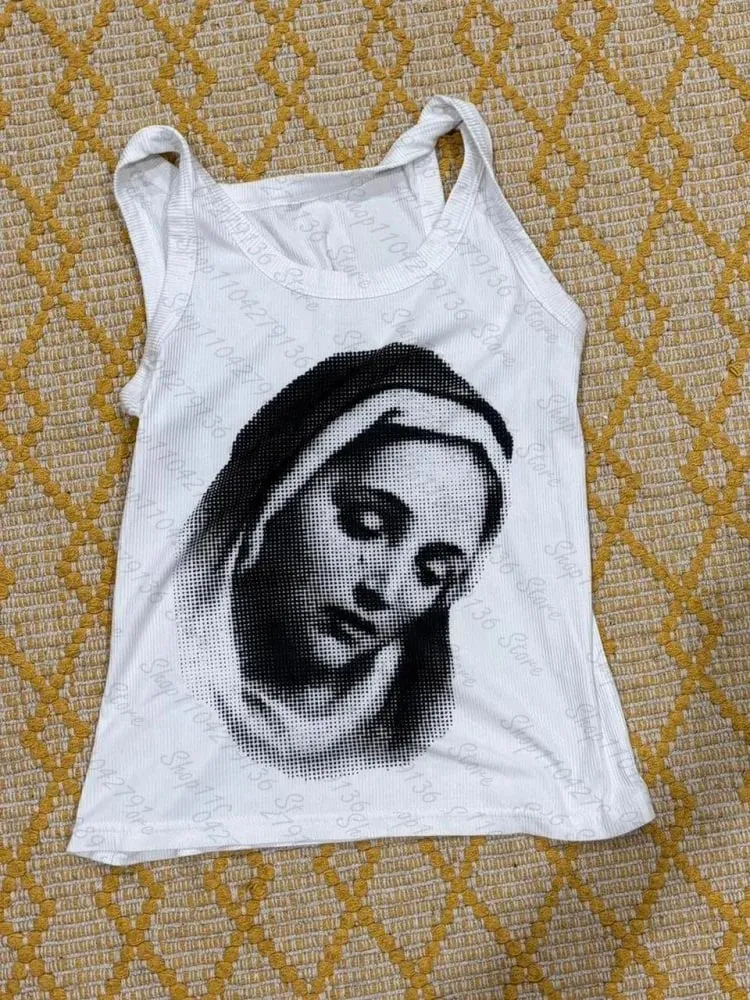 top mujer Tanks & Camis Tops Print Crop Top Clothes Grunge Corset Streetwear Baby Tank clothing Shoujo Girl Style Y2k Clothes