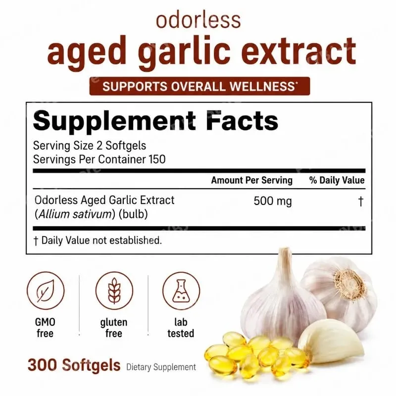 Kapsul Minyak Bawang Putih Tidak Berbau Ekstrak Bawang Putih Berumur 2 Tahun Tambahan Herba Asli Wirh Tumbuh Allium Sativum Bulb 300 Softgels