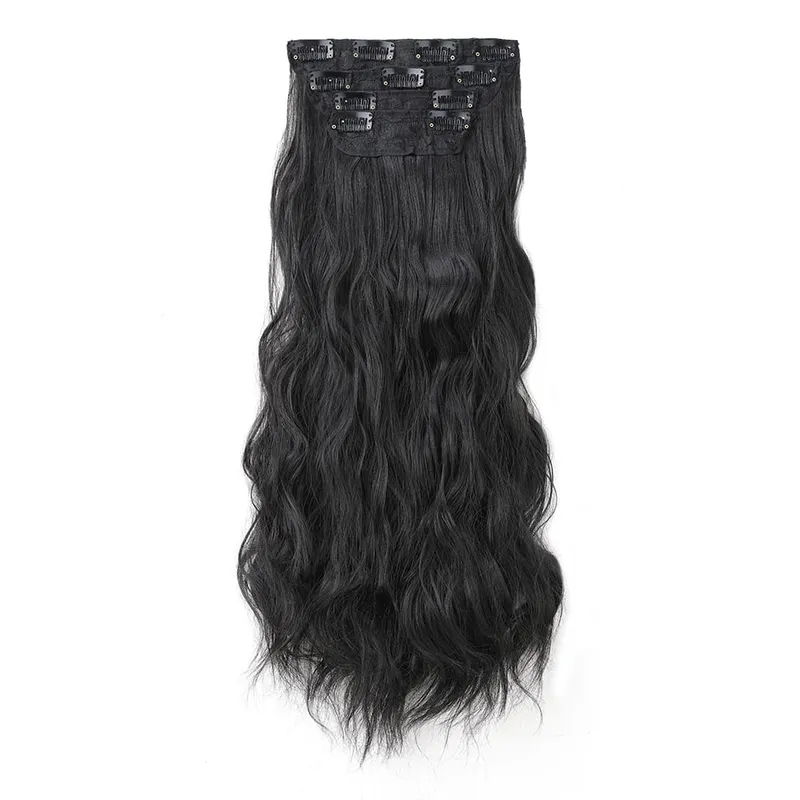 4Pcs/Set 16/20/24 Inch Synthetic Hair Clip In Long Wavy Thick Double Weft Hair Extensions Hairpieces For Women — image 9