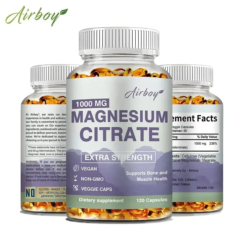Magnesium Citrate - Supplement for Stress Relaxation Bone Sleep Heart Health Nerve Muscle & MetabolismSupplementsSupplemen