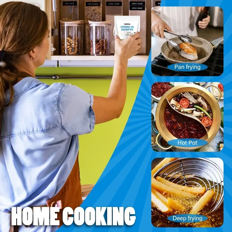 Cooking Oil Solidifier Powder Hot Grease Hardener for Used Fryer Oil Waste Vegetable Lard Eco Friendly Kitchen Cleaning Tool