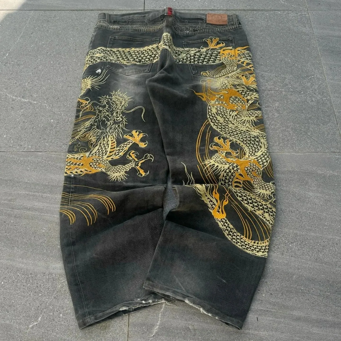 Vintage Japanese Selvedge Jeans Man Y2K High-end Brand Natural Indigo Dip Dyeing Harajuku Mopping Pants