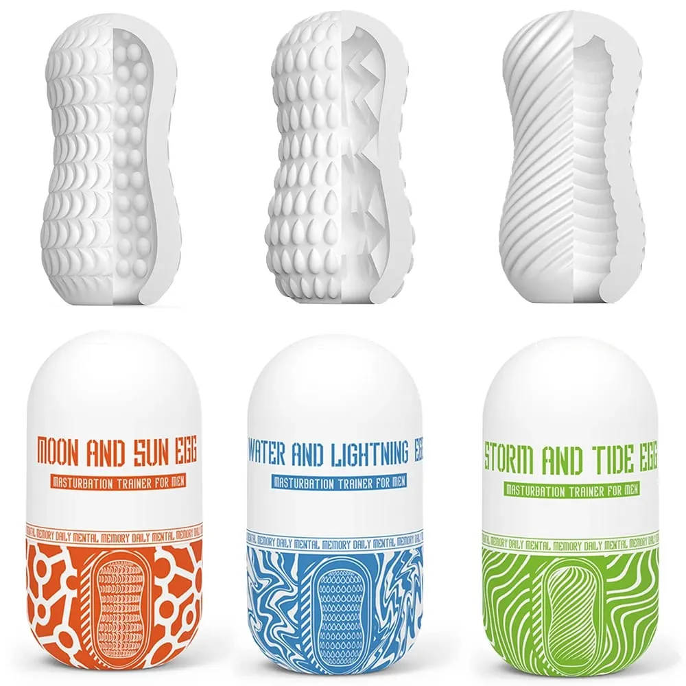 Male Masturbator Cup Portable Penis Trainer Penis Massage Adult Sex Toys Stretchy Silicone Vagina Egg Vacuum Pocket Cup for Men