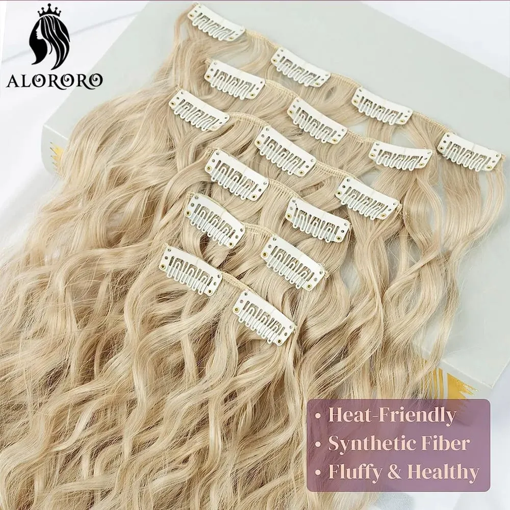 Alororo Synthetic Long Kinky Curly Clip In Hair Extension Full Head Afro Fake Hair Pieces Clip-on Blacke Brown Hair For Women