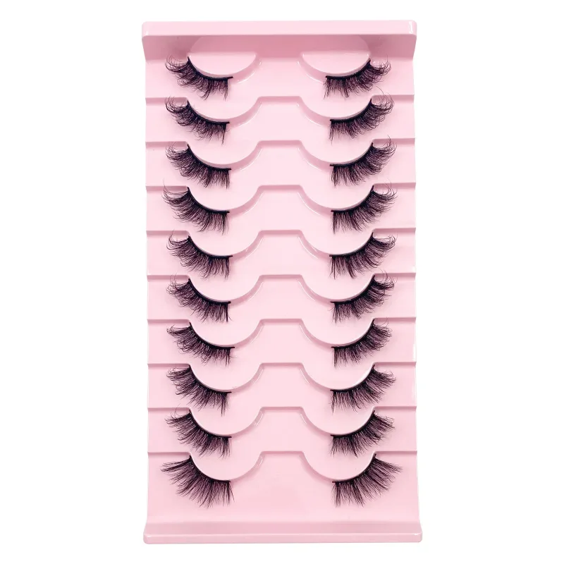 3D Cat Eye Lashes Half Eyelashes 10 Pares Half Lashes Natural Clear Stem False Eyelash Extension Makeup Faux Cils maquiag