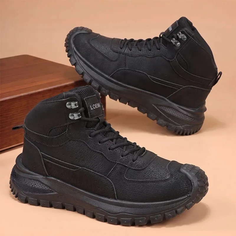 Men High‑Top Ankle Casual Shoes Suede‑Look Thick Lug Sole Lace‑Up Comfort Sneakers For City Walking Daily Outing Street Style — image 5