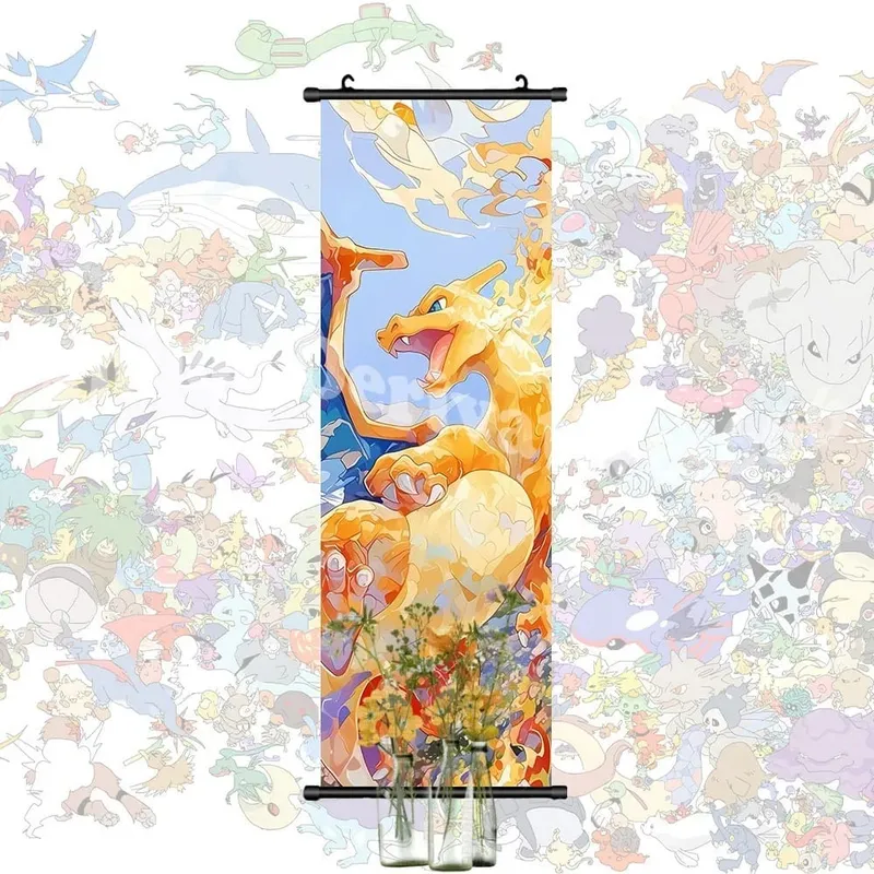 Έντυπη αφίσα Anime Έργα τέχνης τοίχου Gengar Εικόνες Charizard Ζωγραφική Καμβάς Pikachu Κρεμαστά ειλητάρια Διακόσμηση δωματίου στο σπίτι