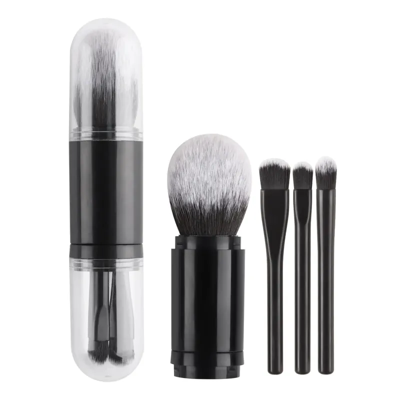 Detachable 4 In 1 Makeup Brush Set Round Powder Flat Eyeshadow Brushes Travel Portable Facial Eye Cosmetic Tools