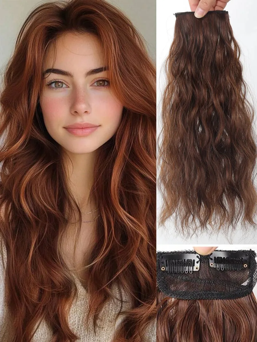 Women Water Wave Extensions Clip In Hair Extensions Invisible Synthetic Wig Piece Suitable Thinning Hair Increase Hair Volume