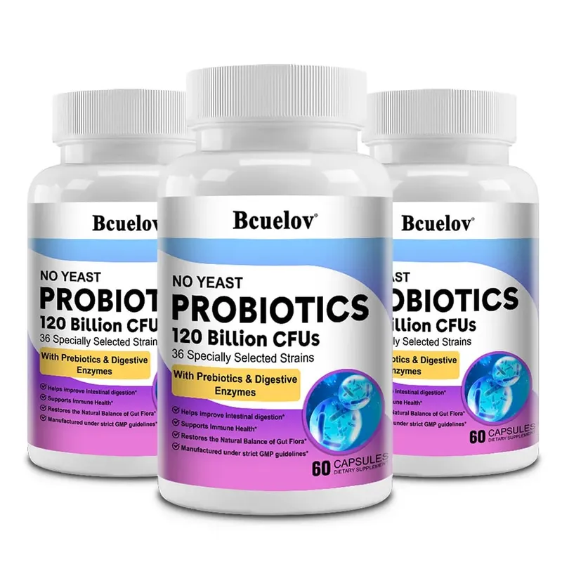 Probiotics 120 Billion CFU 36 Strains + Prebiotics + Digestive Enzymes Gut Digestion & Immune System Support Regulates Mood