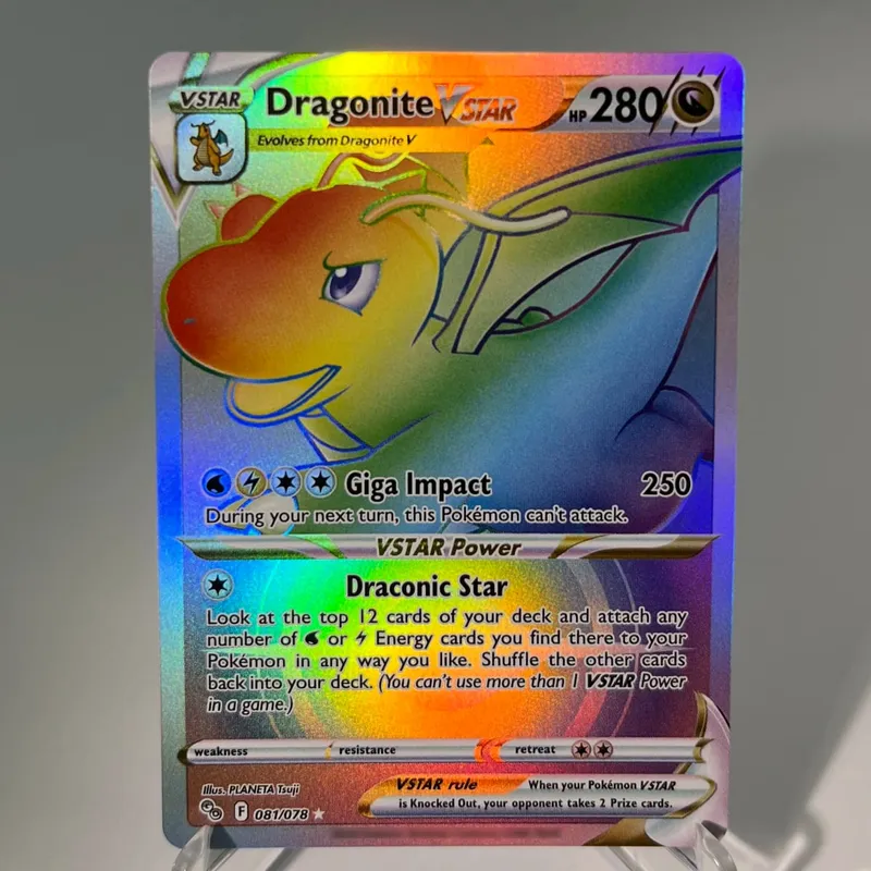Pokémon GO PKM Cards PTCG6-E GX Rainbow Mewtwo V Dragonite VSTAR Rare Collection Battle Toys Gifts for Hobbies