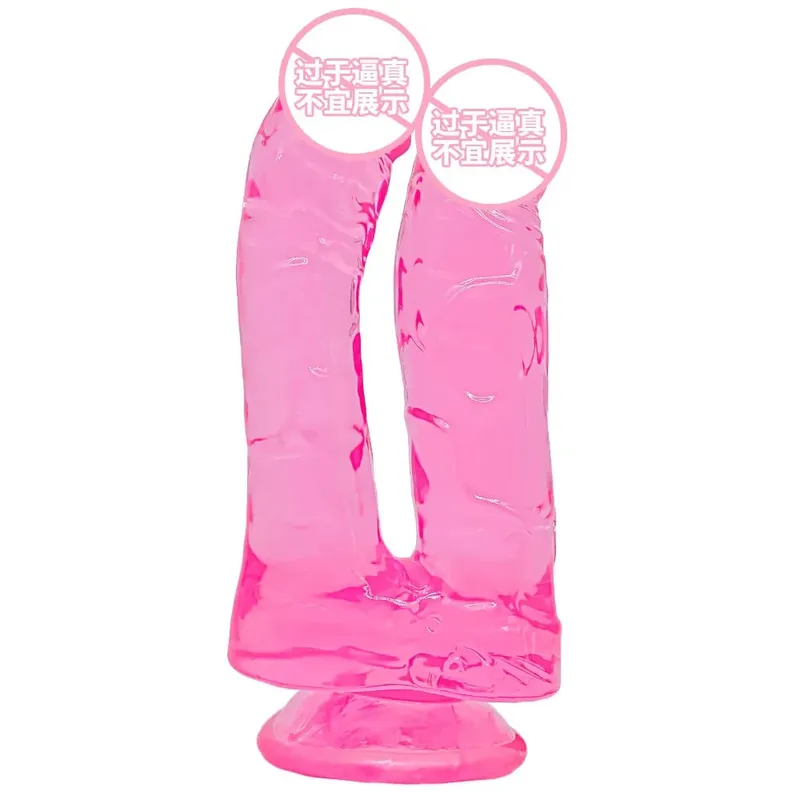 Realistic Double Ended Dildo Sex Toy for Women or Couples Dual Sided Headed Penetration Dong Device with Simulated Penile Sucker