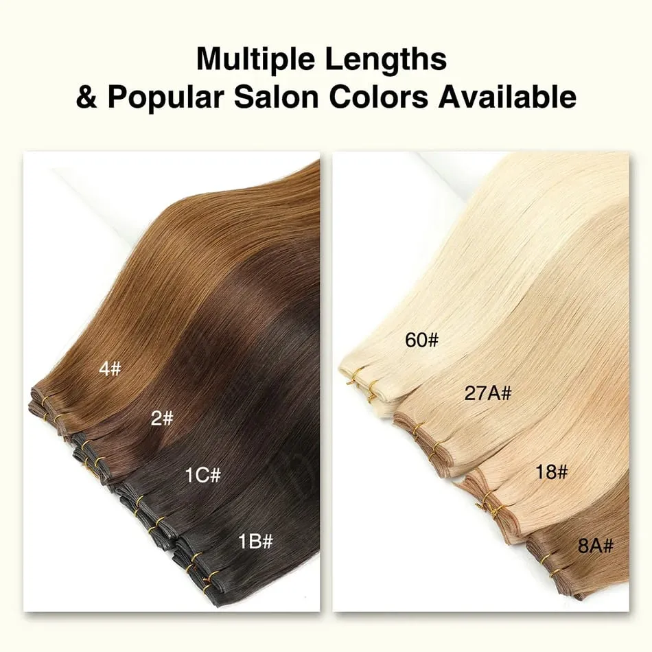Hot Sale Genius Weft Human Hair Extensions 50g/pc Double Drawn Balayage Blonde Full End Invisible Straight Virgin Remy Hair 15A