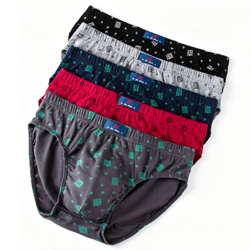 5 Pieces/lot Men's 100% Cotton Breathable Briefs Plus Size Men Underwear Breathable Comfortable Men Underpant Lingerie Panties