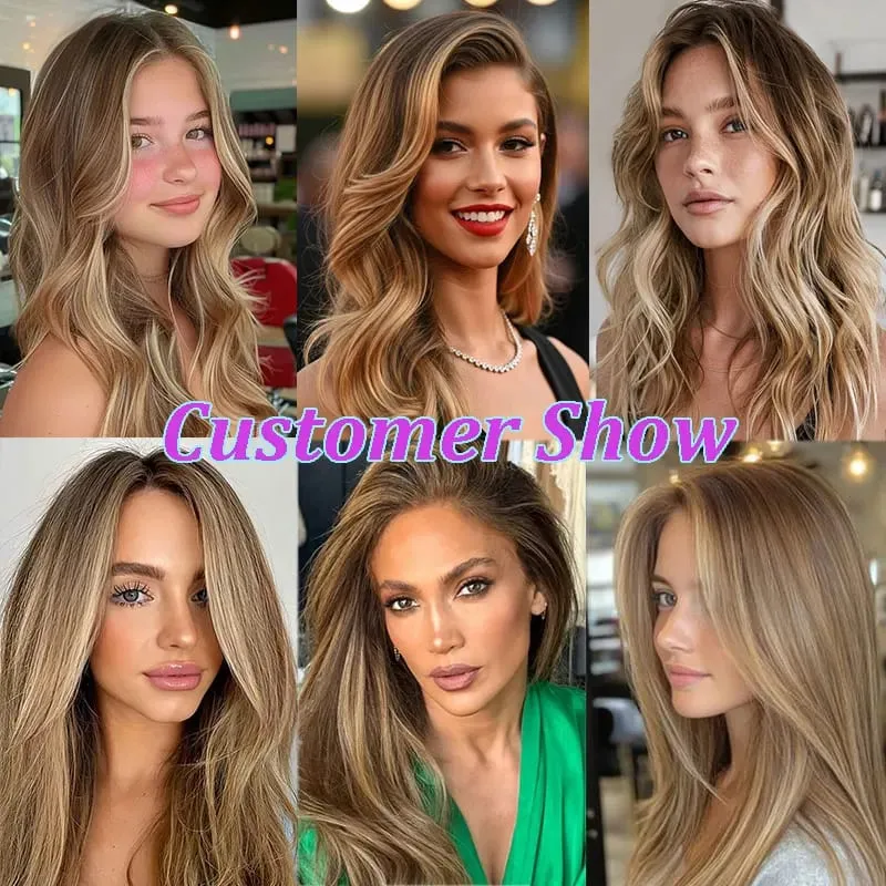 Blonde Highlight Tape In Human Hair Extensions For Women 20Inch Ash Brown Invisible Straight Hair Tape In Extensions 20Pcs/Pack