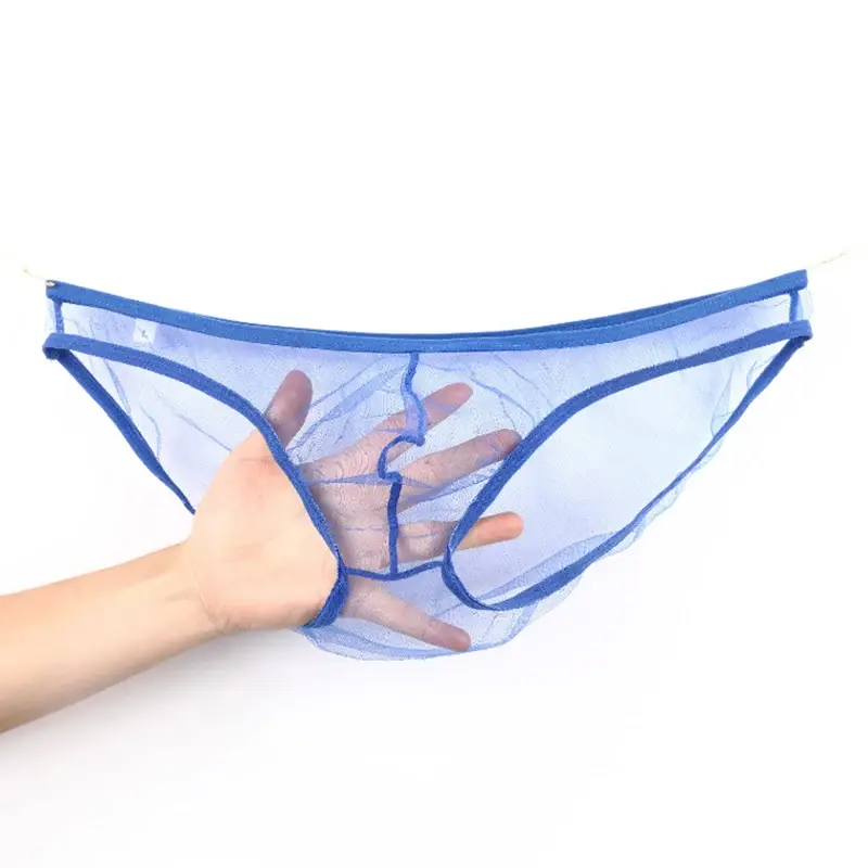 Slip da uomo in rete a vita bassa di grandi dimensioni, biancheria intima trasparente ultrasottile, con borsa convessa a U, vari colori disponibili — image 4