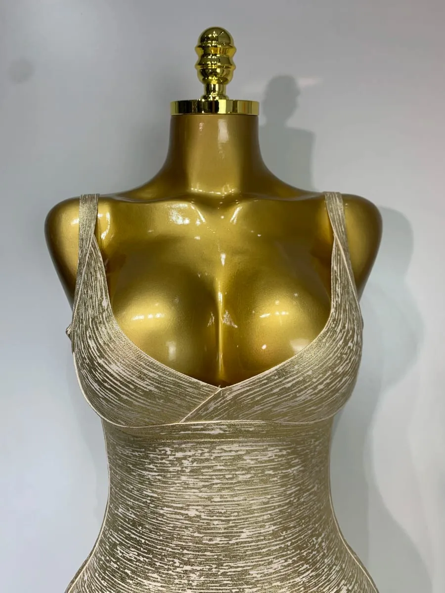 عالية الجودة المشاهير أنيقة الذهب Bodycon ضمادة فستان المرأة مثير ملهى ليلي مساء حفلة فاخرة فستان عيد ميلاد Vestidos