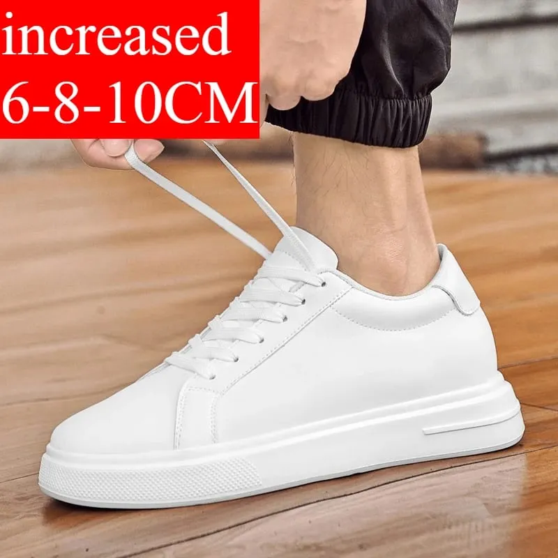 New Men's Sneakers Elevator Shoes Heightening Height Increase Insole 6-10CM High Heels Shoes Leather Sport Shoes Men Shoes