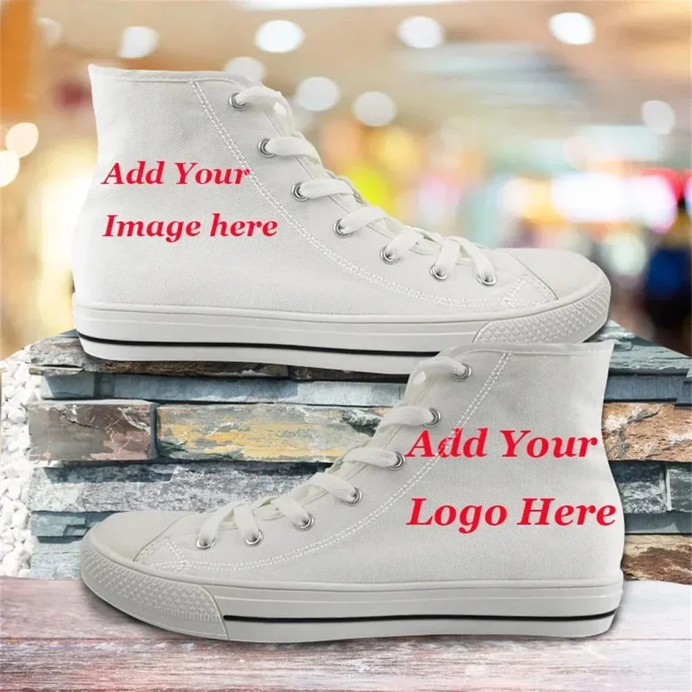 Custom Your Logo Image Text Name Pinted Shoes For Unisex High Top Canvas Shoes Women Free Dropshipping Ladies Sneakers