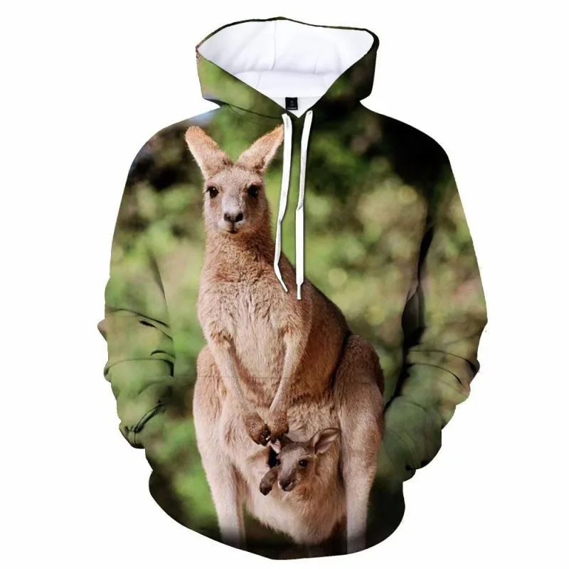 Kangaroo Printed Men's Anime Men's Clothing Sportswear Street Wear Four Seasons Men's Sportswear Pullover Hoodie Tops