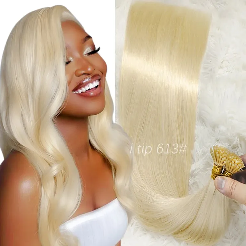 Human Hair I Tip 100% Human Hair Extensions Keratin Straight Brazilian Remy Human Hair Natural Capsule Hair Extension 30 Inch