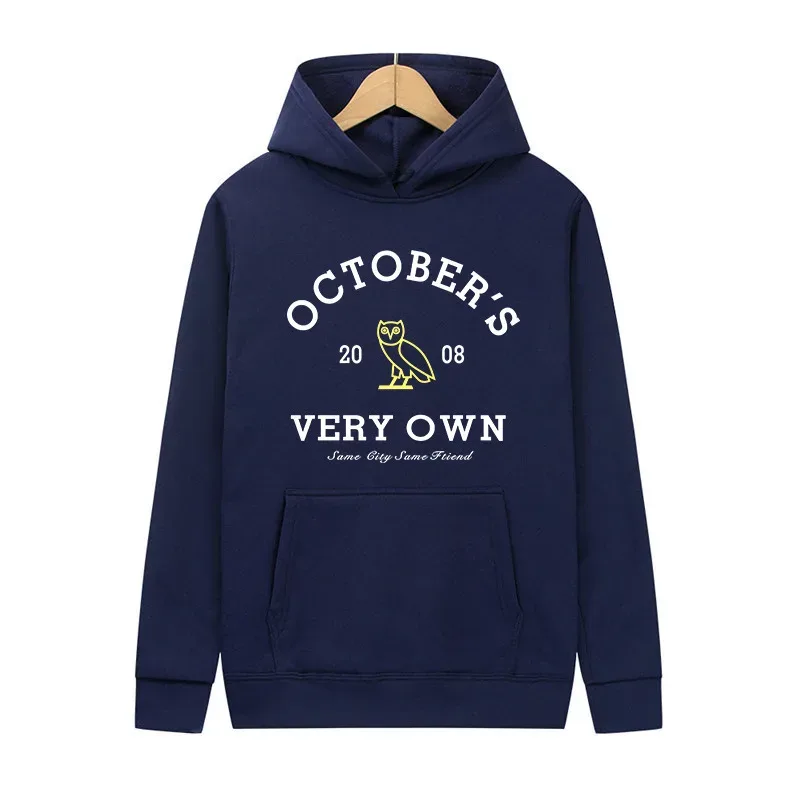 October's Very Own Owl Print Hoodie Unisex Men Women Casual Pullover Long Sleeve Streetwear Fleece Hooded Sweatshirt With Pocket