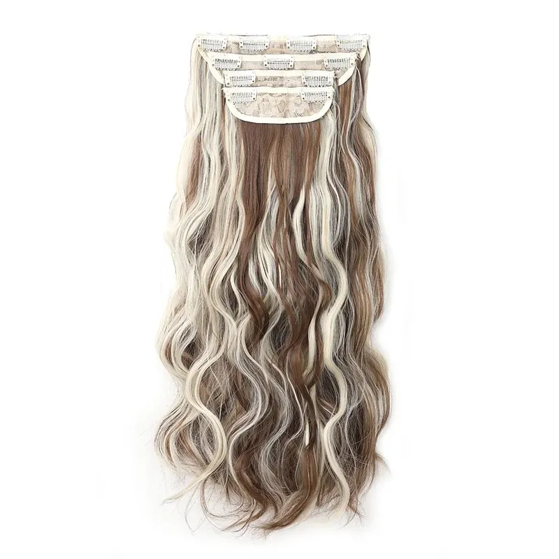 4Pcs/Set 16/20/24 Inch Synthetic Hair Clip In Long Wavy Thick Double Weft Hair Extensions Hairpieces For Women — image 10