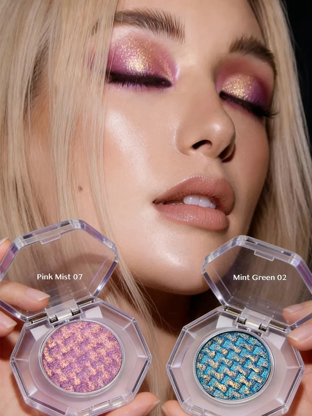 Alluring Chameleon Wet Eyeshadow Palette 26mm Glitter Luminous Metallic Highly Pigmented Multichrome Eyeshadow Aurora Fair