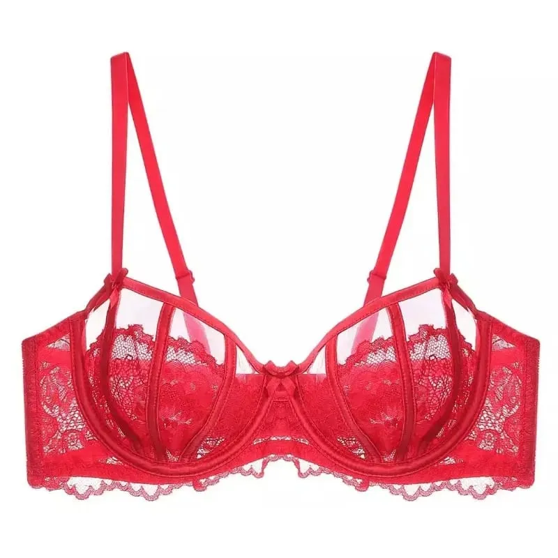 Sexy renda francesa push up sutiã conjunto feminino orelhas de coelho lingerie demi copo meio sutiã roupa interior leve verão 32-38ab conjunto de lingerie