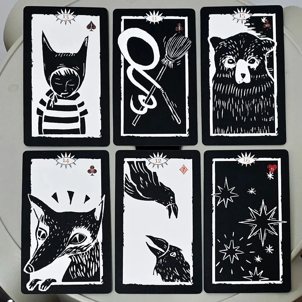Gulliver Lenormand Oracle Deck 10.3*6cm - 36 Cards Minimalist Black & White Linocut Art