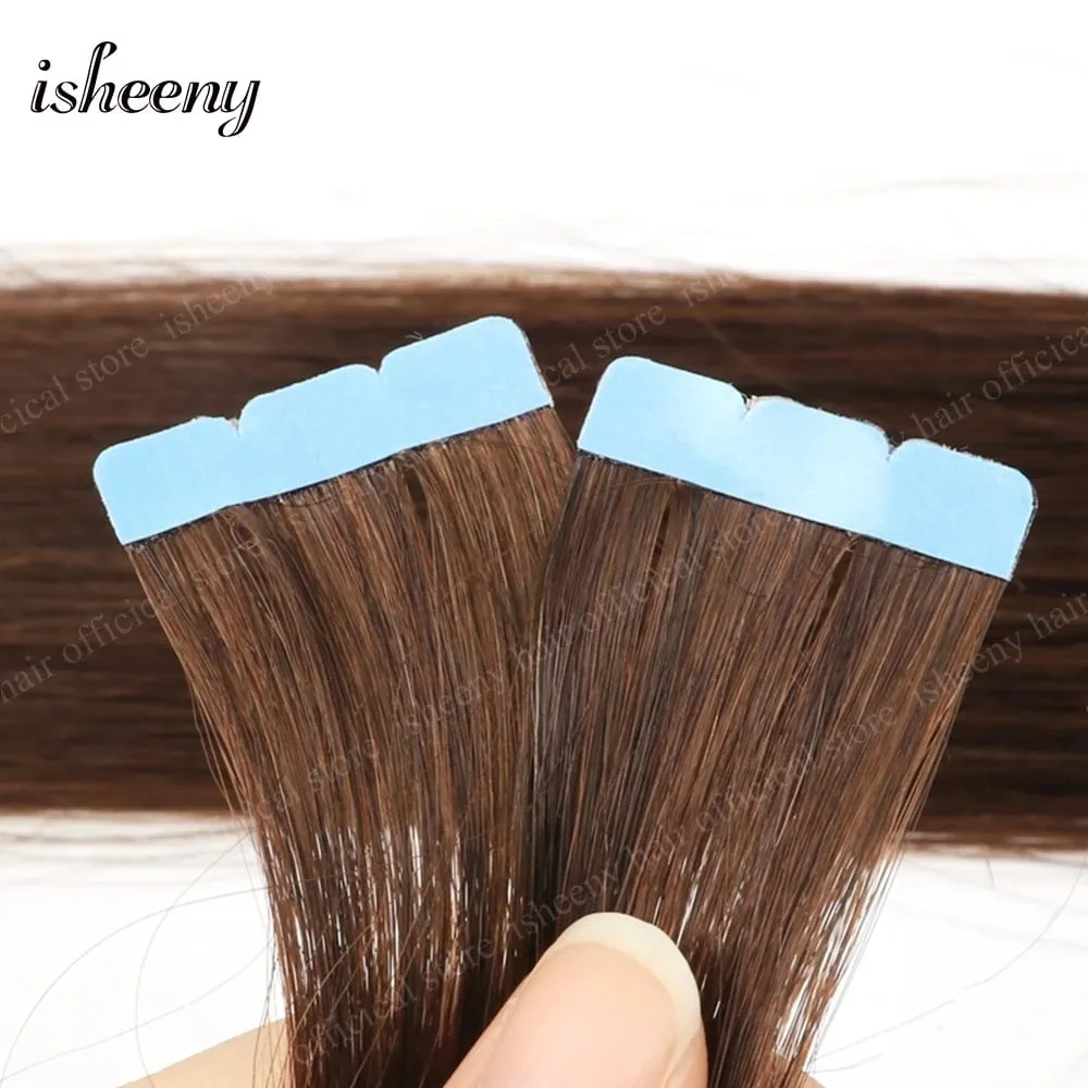 Isheeny Blonde Mini Tape in Human Hair Extensions 12-24 Inches Seamless Tape Hair On Glue Tape Tabs 10pcs/pack — image 9