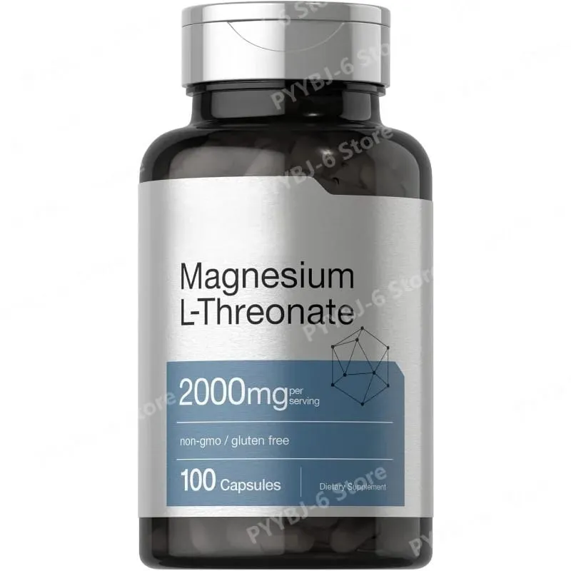 Magnesium L-Threonate2000mg 144mg Elemental Magnesium 100Capsules Non-GMO Gluten Free Supplement for Adults Supports Bone Health