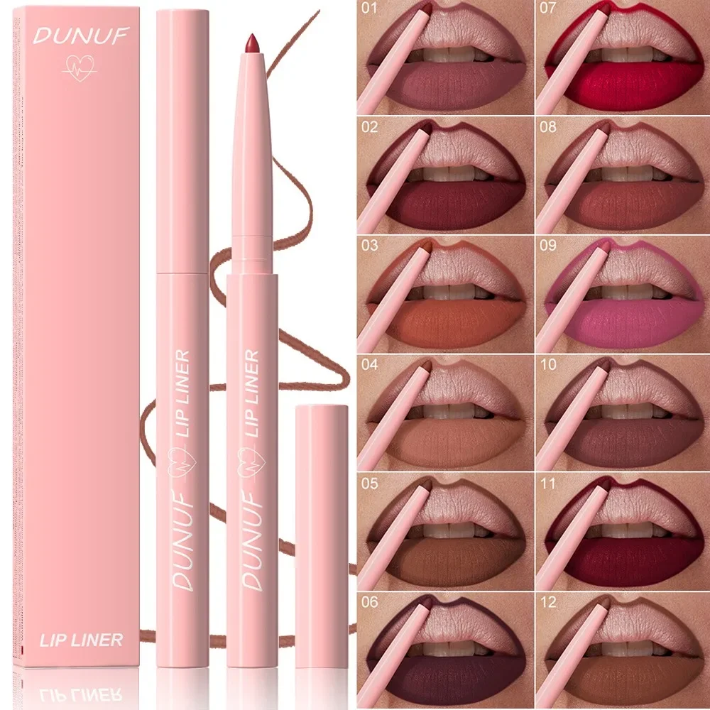 1Pc Tapered Nib Lip Liner Pencil Matte Plumping Lip Stain Lasting Waterproof Fine Lipstick Slim Lip Outline Contour Make Up Pink
