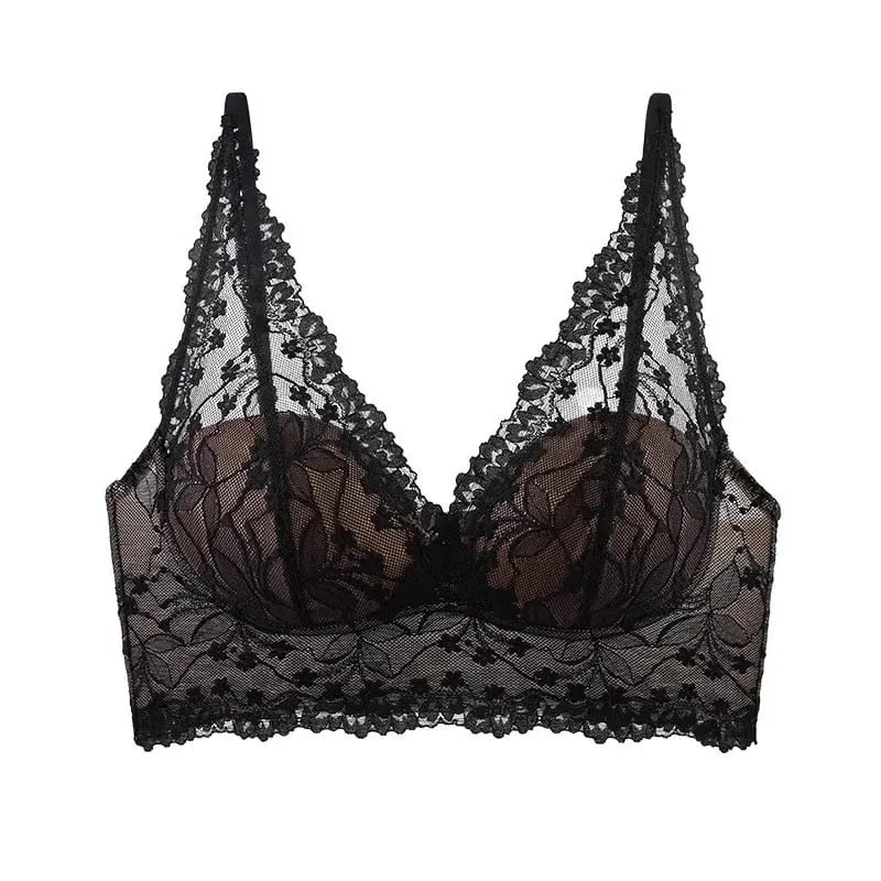 Pakaian dalam seksi renda mewah ringan untuk wanita bra push-up untuk payudara kecil sisi sokongan payudara gaya vest belakang cantik st nipis