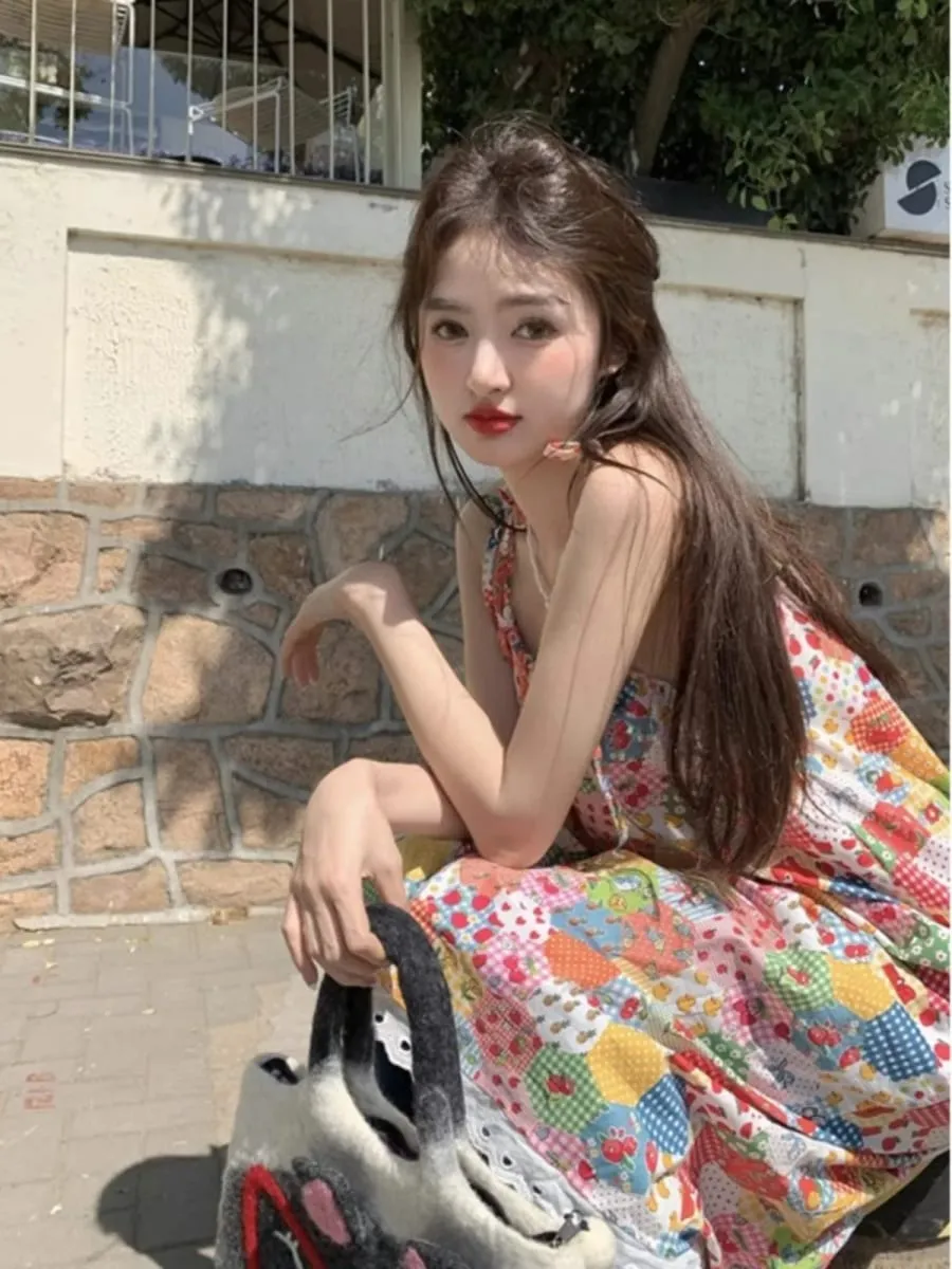 Unique Floral Print Summer Dress Women's Elegant Beach Vacation Strapless Midi Skirt Unique Beautiful Dress Ins Style A-Line ...