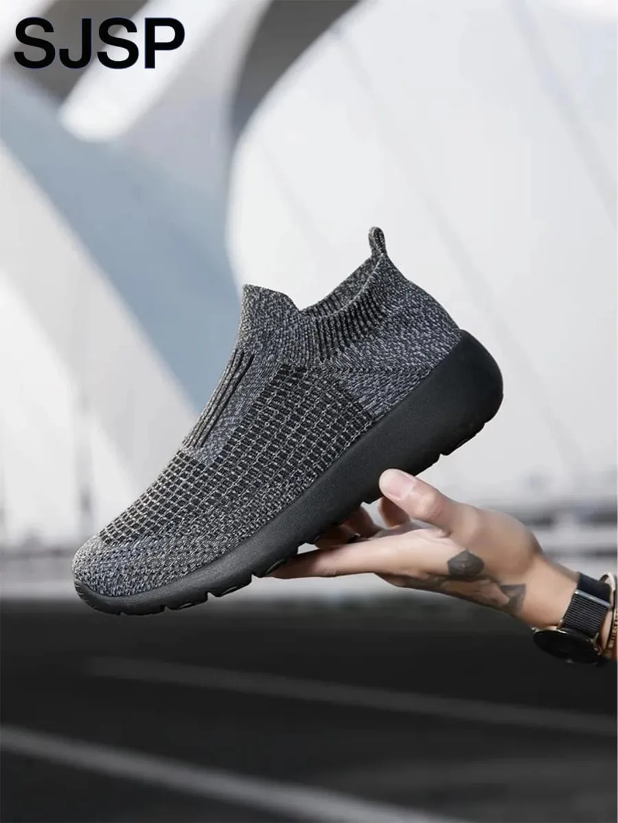 Men's Casual Sports Shoes Breathable Lightweight Sneakers Outdoor Mesh Black Running Shoes Sports Jogging Walking Shoes