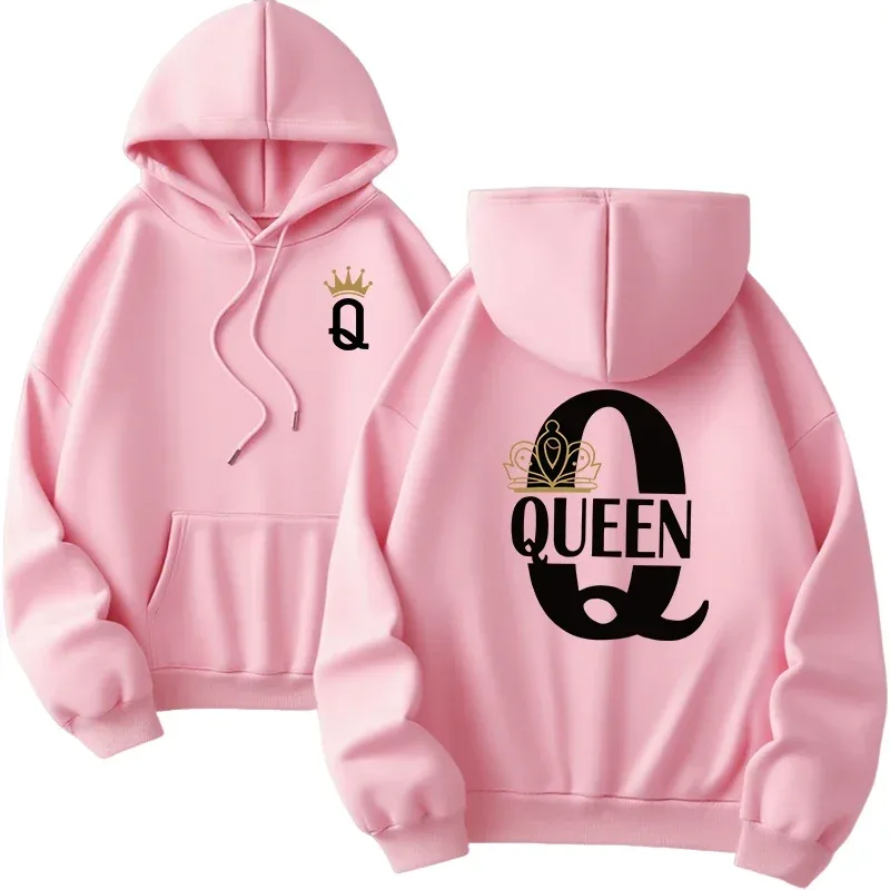 Gran oferta, sudaderas con capucha para hombre y mujer, sudaderas con estampado King Queen, ropa informal versátil para parejas, jersey diario para Otoño e Invierno Y2k