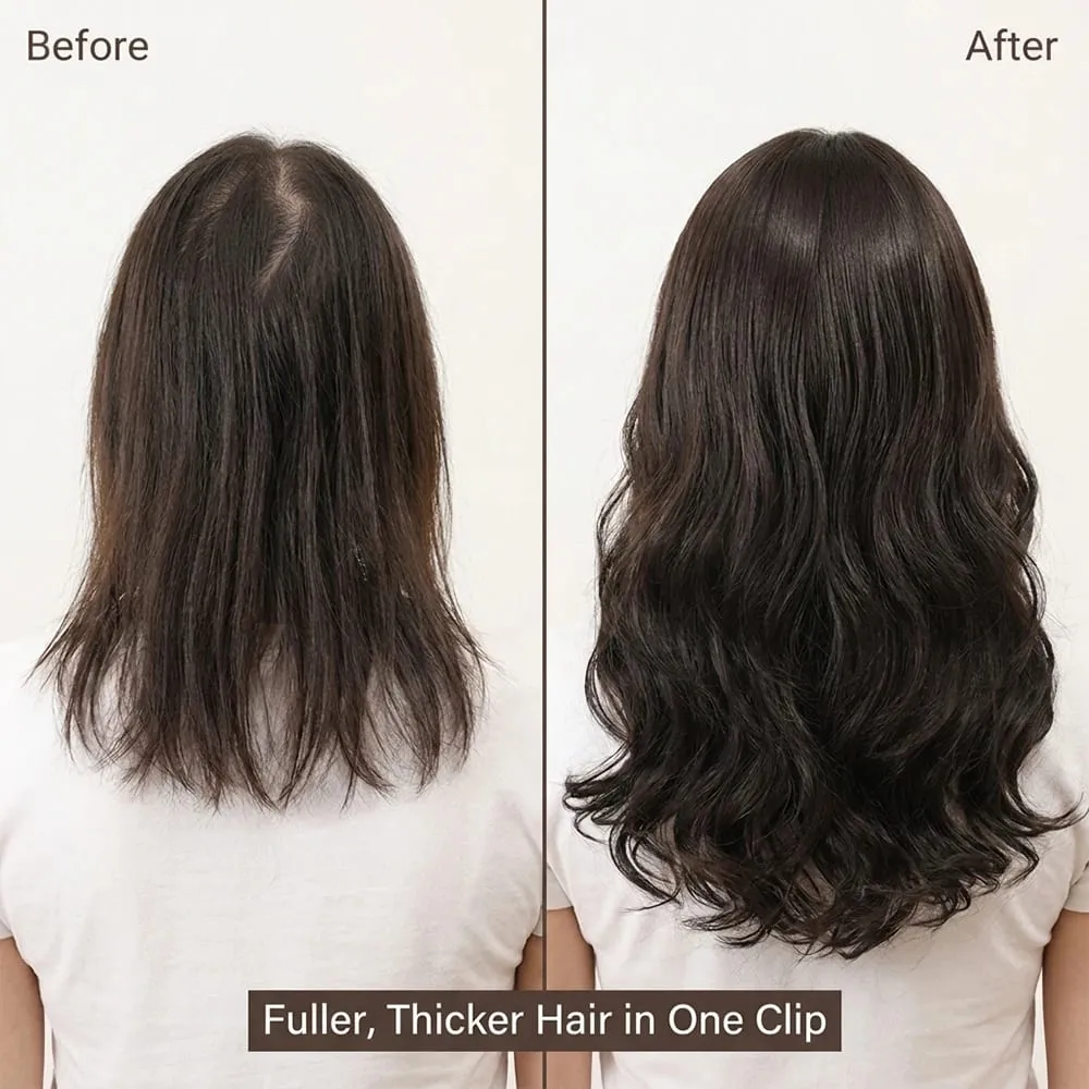 20/24Inch Synthetic Long Culry Hair Extension V-shaped One Piece Fluffy Invisible Hair Black Brown Hairpiece for Women