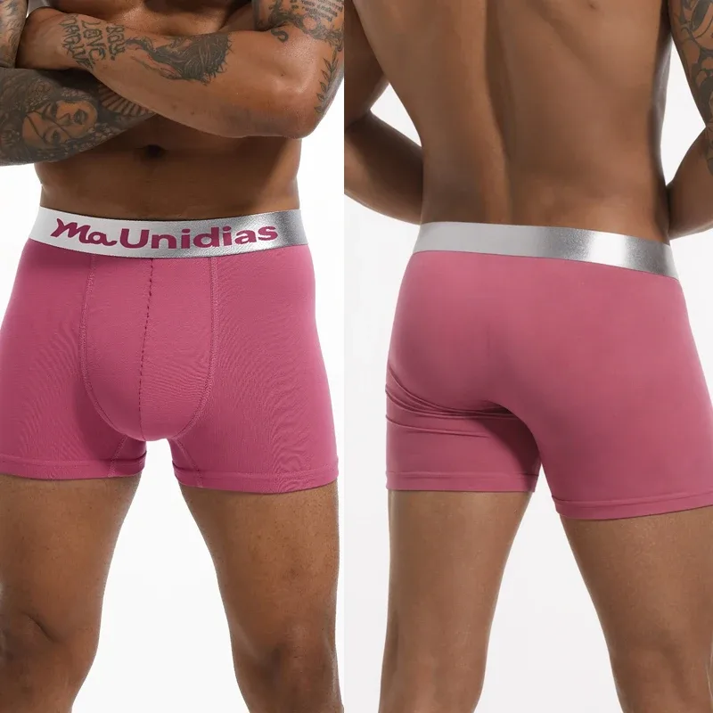5Pcs Bamboo Fiber Men Underpants Maunidias Boxer Briefs Letter Elastic Waistband Underwear Mens Boxers Solid Color Men's Panties