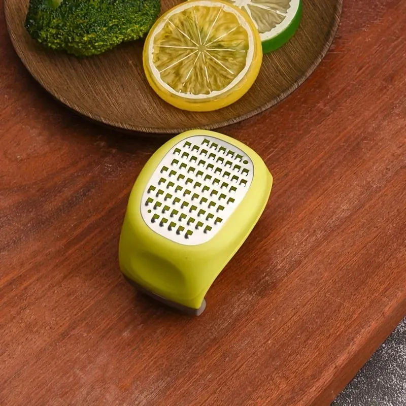 Stainless Steel 4-in-1 Manual Grater & Slicer - Lemon Cheese Garlic Ginger Zester Shredder Compact Kitchen Tool for Vegetables